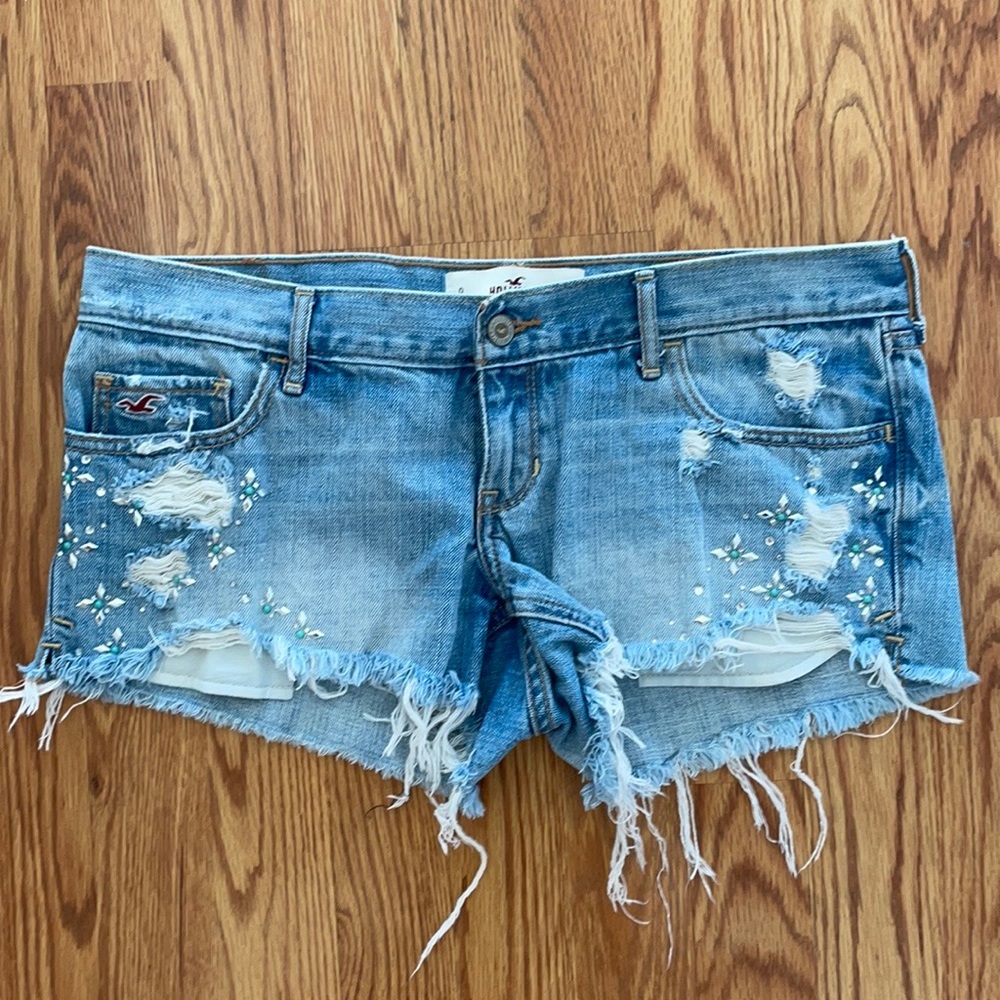 Hollister Jean Denim Shorts W/ Jewels Sz 9